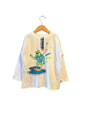 Bonds Cream Long Sleeve Tee with Surfing Frog Graphic
